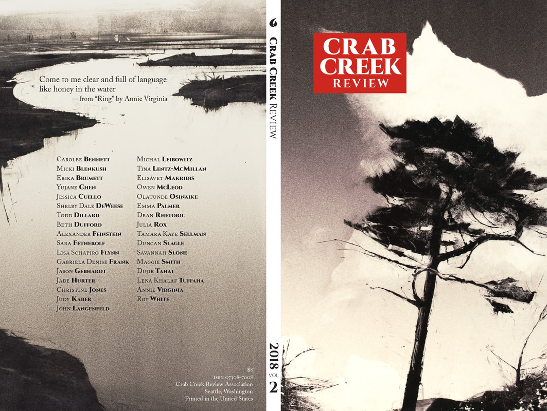 front cover monotype of fir tree silhouetted against cumulus clouds